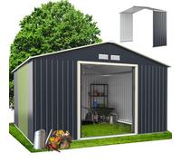 RELAX4LIFE Abri de Jardin Métal 10m2 avec Abri d'Extension Porte Coulissante, Cabane de Jardin Extérieur 340x319x210cm Outils de Jardin résistant aux intempéries