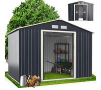 RELAX4LIFE Abri de Jardin Métal 5m2 avec Porte Coulissante Toit en Pente, Cabane de Jardin Extérieur 277x192x202cm Bricolage Rangement Cananon de Jardin résistant aux intempéries
