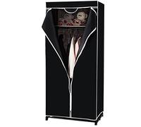 RELAX4LIFE Armoire de Rangement en Tissu Non-tissé avec Structure Métallique, Penderie de Vêtement Pliable avec Grand Espace de Stockage pour Chambre, Vestiaire,75 X 50 X 170 CM (Noir)