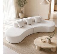 RELAX4LIFE Canapé Incurvé Convertible 5 Places en Velours Côtelé Moderne | Canapé Modulable avec 3 Coussin, Fond Antidérapant pour Salon, Bureau, Chambre, Aucun Montage