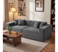 RELAX4LIFE Canapé Modulable 2 Places en Velours Côtelé, Sofa Moderne | Sans Montage Avec 4 Coussins, Rembourrage Mousse, Housse Lavable, Anti-Glisse, Pour Salon Studio Bureau, Charge 408 kg