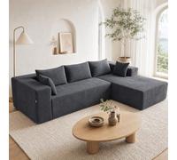 RELAX4LIFE Canapé Modulable Angle en Velours Côtelé 275cm, sans Montage | 5 Coussins, Housse Amovible, Fond Anti-Glisse, Mousse Haute Densité,Canapé Convertible Charge 600kg pour Salon/Chambre d'Amis