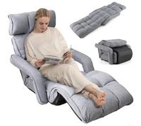 RELAX4LIFE Chaise Paresseuse Rembourré avec Dossier 90°-180°et Oreiller, Fauteuil au Sol Pliable en Surface Suède, Convient au Bureau, Lire, 196 x 72 x 20CM