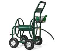 RELAX4LIFE Chariot Dévidoir d’Arrosage Mobile en Métal avec Roues | Enrouleur Tuyau d’Arrosage avec Panier, Système Robuste pour Jardinage et Nettoyage de Véhicule