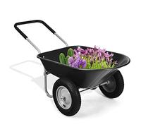 RELAX4LIFE Chariots de Jardin avec Cadre en Fer et Conteneur de 70 L, Brouette de Jardin avec Poignée en Caoutchouc et Roues Gonflables, Chariot, Capacité Max 100 KG pour Jardins/Fermes (Noir)