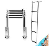 RELAX4LIFE Échelle de Piscine INOX à 4 Marches, Escalier Télescopique Piscine Hors Sol, Pédales Antidérapantes, Hauteur 115,5 CM, Capacité 227 KG pour Piscine Yachits Pontons