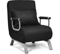 RELAX4LIFE Fauteuil Convertible à 6 Positions Réglables | Canapé-Lit Pliable avec Coussin | Housse Déhoussable | Noir