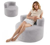 RELAX4LIFE Fauteuil Poire Rembourré avec Remplissage en Mousse, Canapé 1 Place avec Velours Doux, Fond Antidérapant,Dossier Incurvé, Pouf Salon Chambre Aucun Assemblage,84x82x69cm