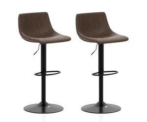 RELAX4LIFE Lot de 2 Tabourets de Bar Pivotants avec Dossier Incurvé | Hauteur d’Assise 60 à 82 CM avec Repose-pieds, Charge 150 KG, Chaise Haute Bar pour Comptoir, Îlot Central