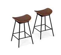 RELAX4LIFE Lot de 2 Tabourets de Bar Pivotants, Tabourets Haut Cuisine 70 CM en Simili Cuir, Assise Rembourrée, Repose-Pieds, Cadre en Métal, Chaise de Bar pour Îlot Central, Salle à Manger (Marron)