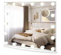 RELAX4LIFE Miroir Maquillage Lumineux Hollywood 65 x 52,5 CM, Miroir Coiffeuse avec 18 Ampoules LED & Miroir Grossiant 3X, 4 Luminosités 3 Couleurs, Écran Tactile, Montage Mural/Table