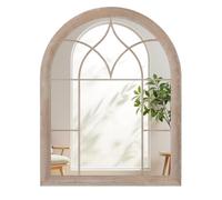 RELAX4LIFE Miroir Mural Arqué, Miroir Fenetre Arche avec Cadre Métallique, Verre Haute Définition, Décoration Murale Rustique pour Chambre Entrée Salon (Gris, 69x88,5 cm)