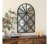 RELAX4LIFE Miroir Verrière Industriel Noir avec Cadre en Métal | Miroir Mural Arche Design Rétro, Forme Fenêtre, Installation Facile pour Salon, Chambre et Entrée