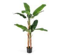 RELAX4LIFE Plante Artificielle Bananier 165/195 cm, Arbre Réaliste Extérieur en Pot avec 10/27 Feuilles, Tiges Doubles/Triples, pour Chambre Salon Bureau