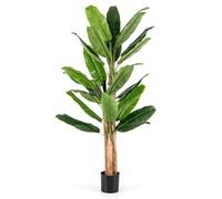 RELAX4LIFE Plante Artificielle Bananier 165/195 cm, Arbre Réaliste Extérieur en Pot avec 10/27 Feuilles, Tiges Doubles/Triples, pour Chambre Salon Bureau