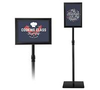 RELAX4LIFE Porte-Affiche sur Pied Hauteur Réglable 73,5-118 CM | 78,5-123CM en Alu, Présentoir Horizontale ou Verticale pour Mariages, Expositions, Magasins et Menus (A4, Noir)