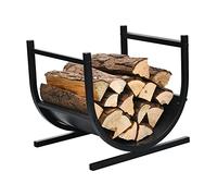RELAX4LIFE Porte-bûches en Fer en Forme de U avec Poignées, Charge 30 KG | Panier à Bois Grande Capacité de Stockage, Convient à l’Intérieur et l’Extérieur, 43x36,5x39,5 CM, Noir