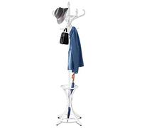 RELAX4LIFE Porte-Manteau Perroquet Bois Massif, Porte-manteaux sur Pieds avec 12 Crochets Porte-Parapluie Creux, Penderie Portant pour Entrée, Chambre, Dressing, Bureau, 51x51x184CM(Blanc)