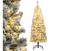 RELAX4LIFE Sapin de Noël Artificiel 150 CM avec Neige, Sapin de Noel Lumineux LED, 180 Lumières Blanc Chaud, 8 Modes d'Éclairage, 329 Branches Enneigées, Base en Métal, Décoration Noel, Montage Facile