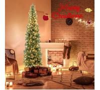 RELAX4LIFE Sapin de Noël Demi-Paroi 210 CM avec Lumières LED Intégrées Branches et Feuilles Réalistes en PVC Base en Métal
