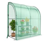 RELAX4LIFE Serre de Jardin avec Une Étagère à 3 Niveaux 200X100X215cm,Walk-in Greenhouse Penchéeavec Housse de Protection et Portes à Enroulement, Serre Résistant aux Intempéries, pour Jardin, Balcon
