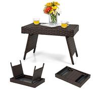 RELAX4LIFE Table Basse de Jardin Pliable en Rotin Tressé | Table d’Appoint à Café Charge Max 45 kg, Design Simple et Élégante pour Jardin, Cour, Patio, Piscine, 60 x 40 x 40 CM