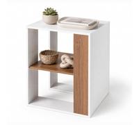 RELAX4LIFE Table d'Appoint à 3 Niveaux 45 x 45 x 60 CM Anti-Chute | Bout de Canapé Moderne avec Étagère de Rangement, Table de Chevet Étroite en Bois pour Salon, Chambre, Bureau