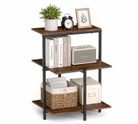 RELAX4LIFE Table d'Appoint Industrielle à 3 Niveaux, Bout de Canapé | Bout de Canapé Industriel en Bois & Métal avec Rangement à 3 Niveaux, Pieds Réglables Pour Salon Et Chambre, Marron Rustique