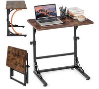 RELAX4LIFE Table d'Appoint Réglable en Hauteur 51-66 CM, Forme C | Bureau d'Ordinateur Portable Pliable avec Cadre Métallique, Petit Meuble Industriel pour Canapé et Chambre