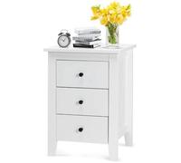 RELAX4LIFE Table de Chevet à 3 Tiroirs, Table d'Appoint Compacte Tiroirs Coulissants Style Simple pour Chambre/Salon/Couloir, Blanc
