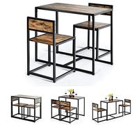 RELAX4LIFE Table de Cuisine avec 2 Chaises Style Industriel en Métal, Mange Debout Compact Robuste pour Salle à Manger Salon Bistro (Couleur Antique)