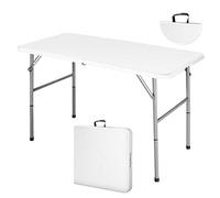RELAX4LIFE Table Pliante Blanche avec Hauteur Réglable | Table de Jardin Pliable pour Camping, Buffet, Marché ou Réception, 3 Dimensions au Choix (122x61x72 cm)