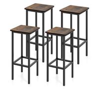 RELAX4LIFE Tabouret de Bar Lot de 4, Tabouret Haut Industriel avec Cadre Métallique, Chaise Haute Bar avec Repose-Pieds, Assise 65 CM, Charge 150KG pour Café Salle à Manger Cuisine