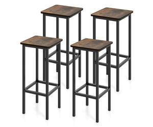 RELAX4LIFE Tabouret de Bar Lot de 4, Tabouret Haut Industriel avec Cadre Métallique, Chaise Haute Bar avec Repose-Pieds, Assise 65 CM, Charge 150KG pour Café Salle à Manger Cuisine