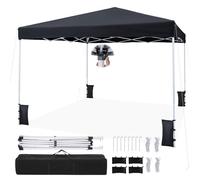 RELAX4LIFE Tonnelle Pliante 3x3 Imperméable, Barnum Pliant Facile à Monter, Protection Solaire UPF50+, Tissu Oxford Argenté, Cadre Métallque, Sac Inclus, Gazebo 3x3 pour Terrasse Marché Camping (Noir)