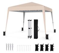 RELAX4LIFE Tonnelle Pliante 3x3 Imperméable, Barnum Pliant Facile à Monter, Protection UPF50+, Tissu Oxford Argenté, Cadre Métallque, Sac de Transport, Gazebo 3x3 pour Terrasse Marché Camping (Beige)