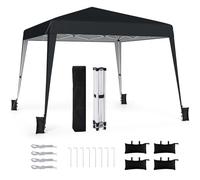 RELAX4LIFE Tonnelle Pliante 3x3 Imperméable, Barnum Pliant Facile à Monter, Protection UPF50+, Tissu Oxford Argenté, Cadre Métallque, Sac de Transport, Gazebo 3x3 pour Terrasse Marché Camping (Noir)