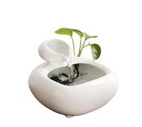 Relaxation Fontaine de Bureau en céramique, Circulation d'eau Courante, Invitation de Richesse, décoration de Bureau, Fontaine de Table à thé, Petite décoration pour Le Bureau(Blanc)