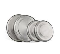 Relaxdays 10013225 4 cache-plaques en acier inox protège-plaques pour plaques électriques, argenté,20 cm