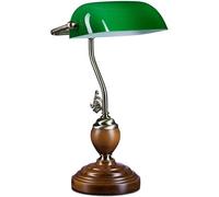 Relaxdays-10016607 Lampe de Bureau Banquier avec Abat-Jour en Verre Vert
