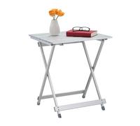 Relaxdays 10018248 Table pliante aluminium Table d'appoint jardin camping pliable H x l x P 61 x 49,5 x 47,5 cm jardin balcon terrasse camping vacances, gris argenté