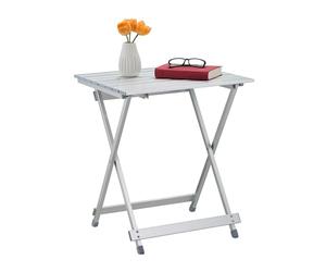 Relaxdays 10018248 Table pliante aluminium Table d'appoint jardin camping pliable H x l x P 61 x 49,5 x 47,5 cm jardin balcon terrasse camping vacances, gris argenté