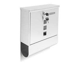 Relaxdays 10018448 Boîte aux lettre avec compartiment pour journaux fenêtre 2 clés acier inoxydable, Argent, 30 x 33, 5 x 8, 5 cm