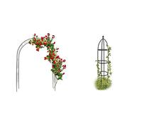 Relaxdays 10018869 Arche à Rosiers tuteur Roses Arche 233 x 153 x 39 cm Vert 2,3 m & Arceau Arche rosiers pergola Obélisque de Jardin Support tuteur métal Colonne 190 cm, Marron