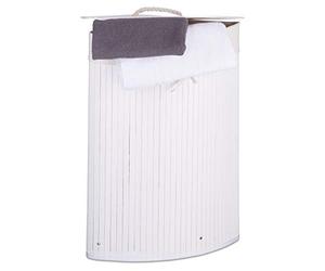 Relaxdays 10019052 Panier à linge pliant corbeille pliable rectangle en bambou 64 litres 35 x 35 x 65 cm, blanc