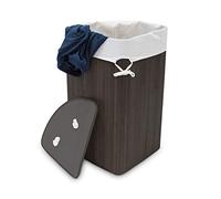 Relaxdays 10019052 Panier à linge pliant corbeille pliable rectangle en bambou 64 litres 65 cm HxlxP 65 x 49,5 x 37 cm, noir