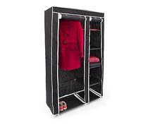 Relaxdays 10019124 Armoire pliante avec housse Penderie avec revêtement en tissu VALENTIN XL 5 compartiments et 1 tringle à vêtements avec fermeture éclair idéal pour le camping, noir