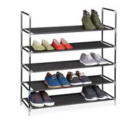 Relaxdays 10019128 Étagère à chaussures meuble souliers bottes étages niveaux 5 niveaux jusqu'à 25 paires maximum environ Dimensions HLP 90,5 x 87 x 29,5 cm, noir