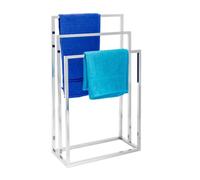 Relaxdays 10019256 Porte-serviettes sur pied avec base antidérapante 3 bras chromés en 3 hauteurs inox 82 x 46 x 21 cm support vêtement, gris argenté