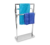 Relaxdays Porte-serviettes sur pied 10019257 inox chromé 3 barres design moderne 86x50x20 cm